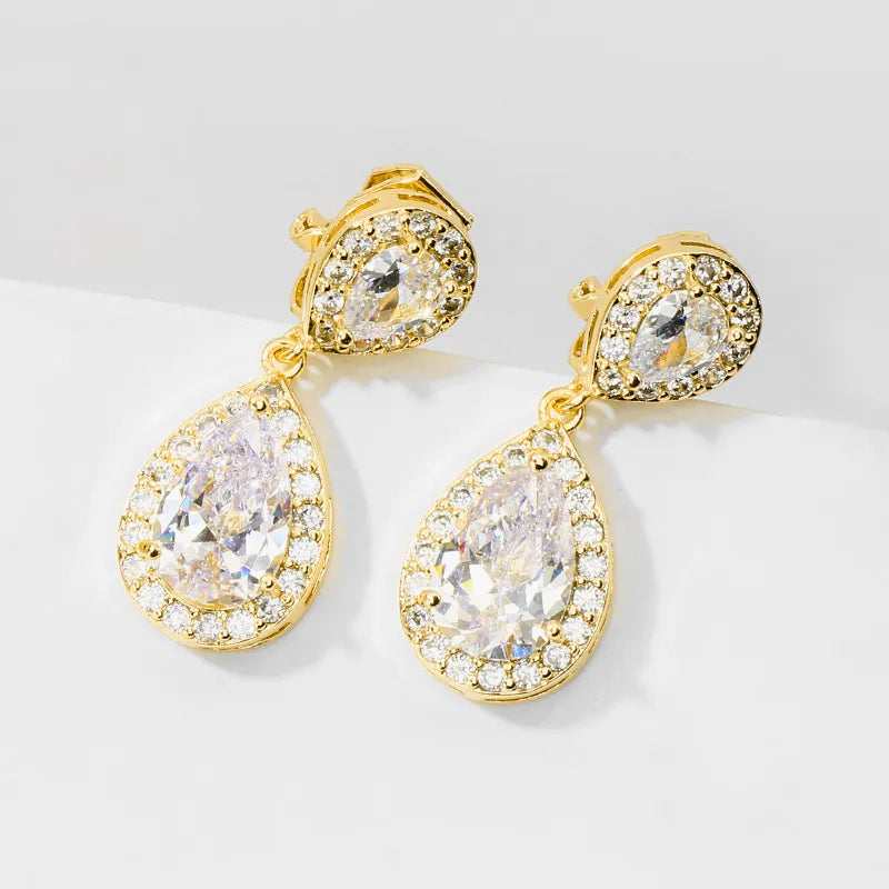 Golden Raindrop Elegance (Clip On Earrings)